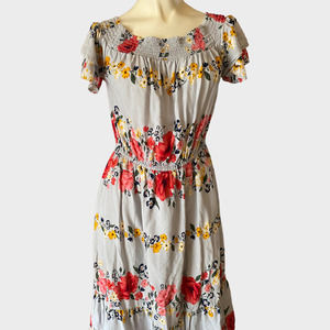 Old Navy Womens Gray Floral Casual Dress Size Small Cap Sleeve